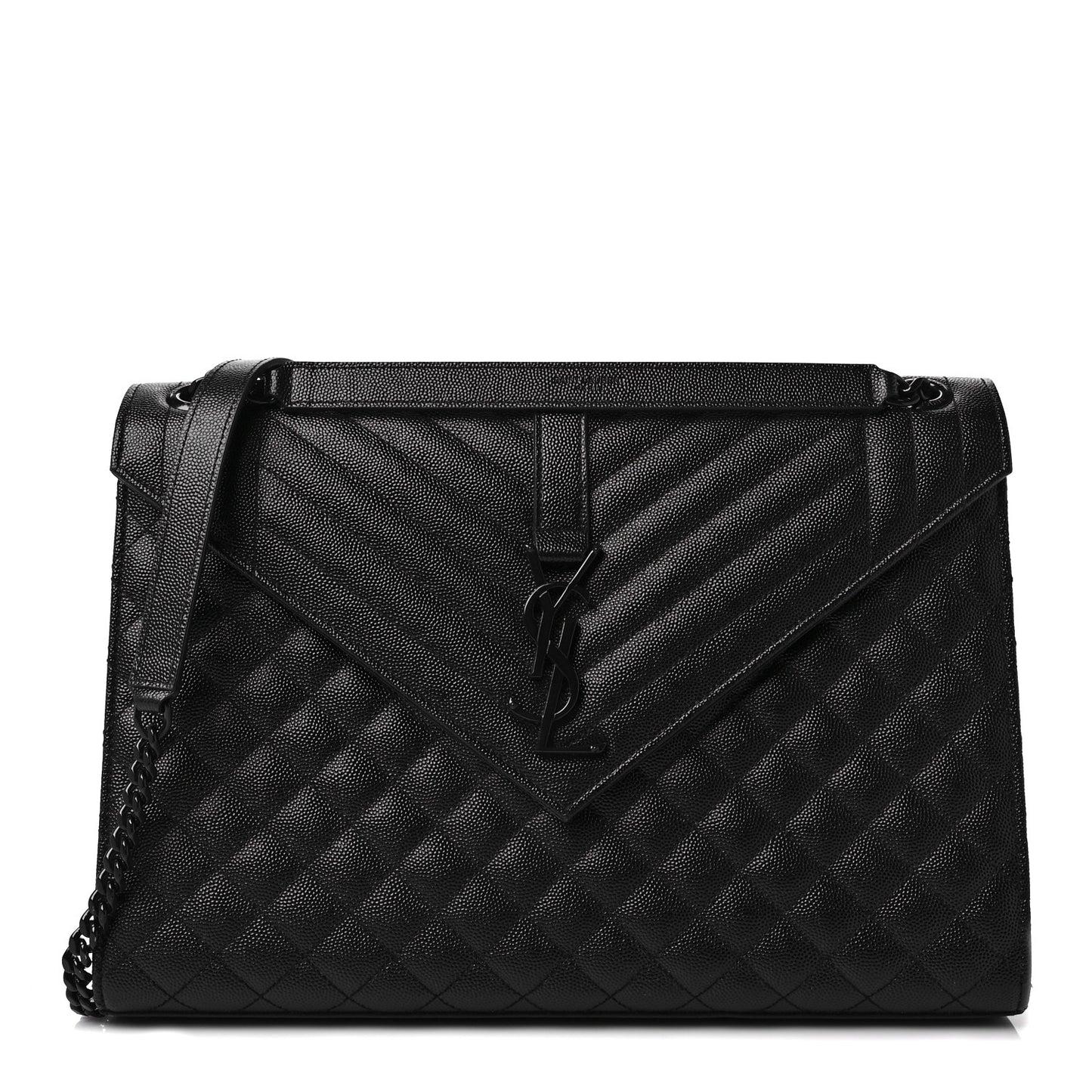 Grain De Poudre Textured Mixed Matelasse Triquilt Medium Monogram Satchel Black