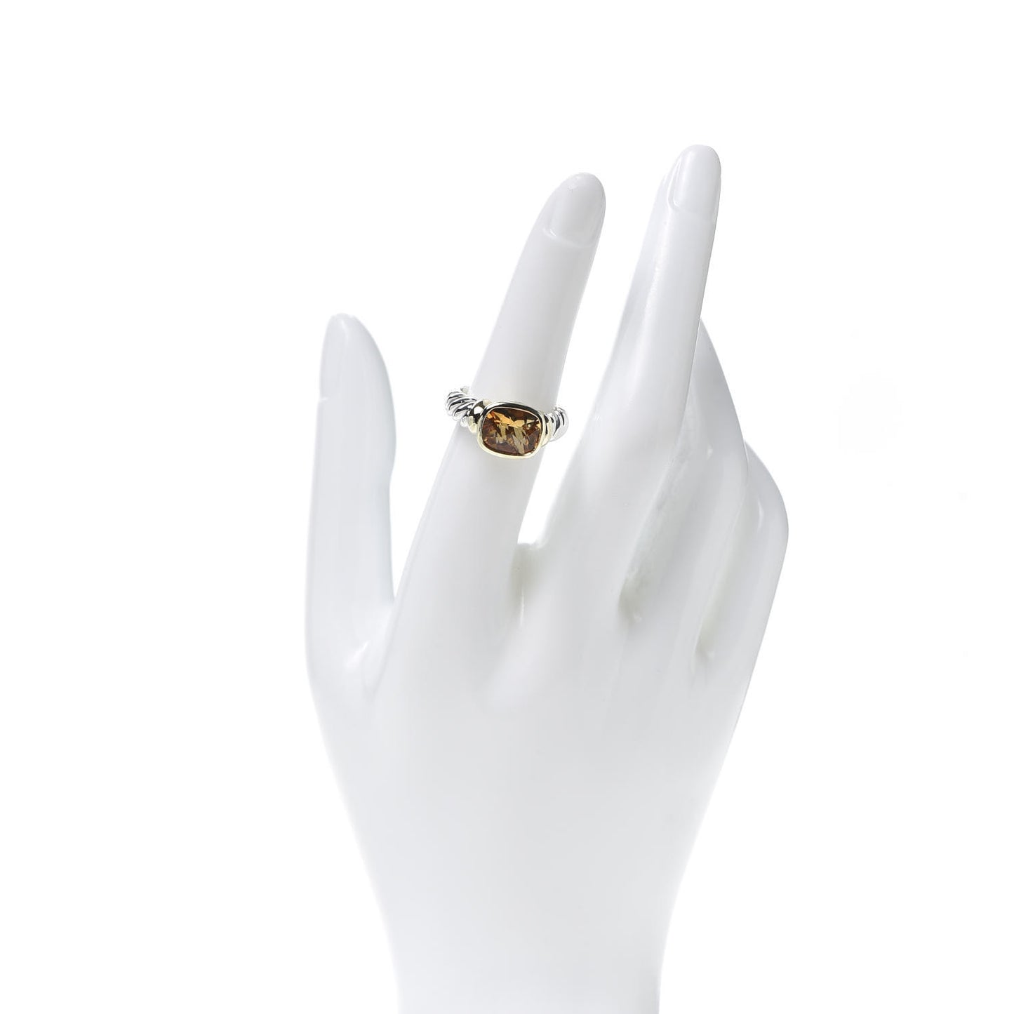 Sterling Silver 14K Yellow Gold Citrine 10mm Noblesse Ring 53 6.25