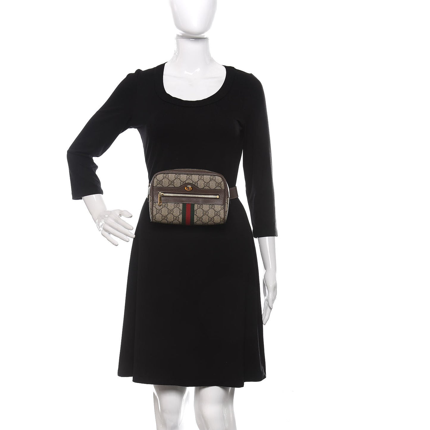 GG Supreme Monogram Web Small Ophidia Belt Bag 95 38 Dark Brown