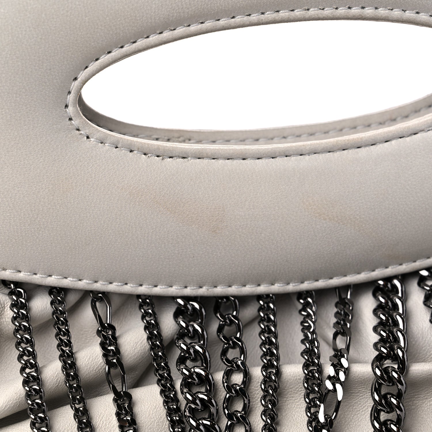 Chanel Lambskin Chain Fringe Handbag White 13 of 14