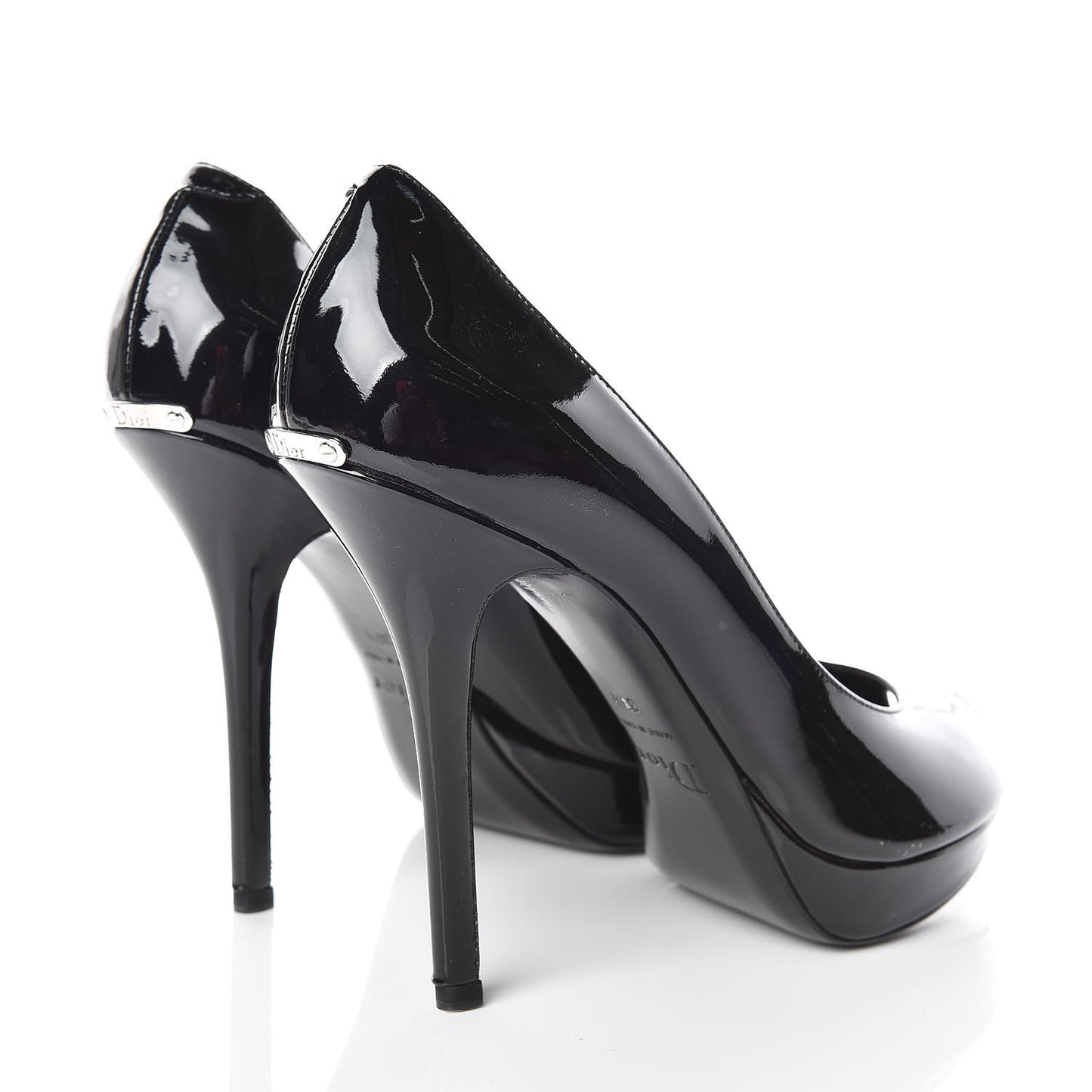 Patent Peep Toe Pumps 39.5 Black