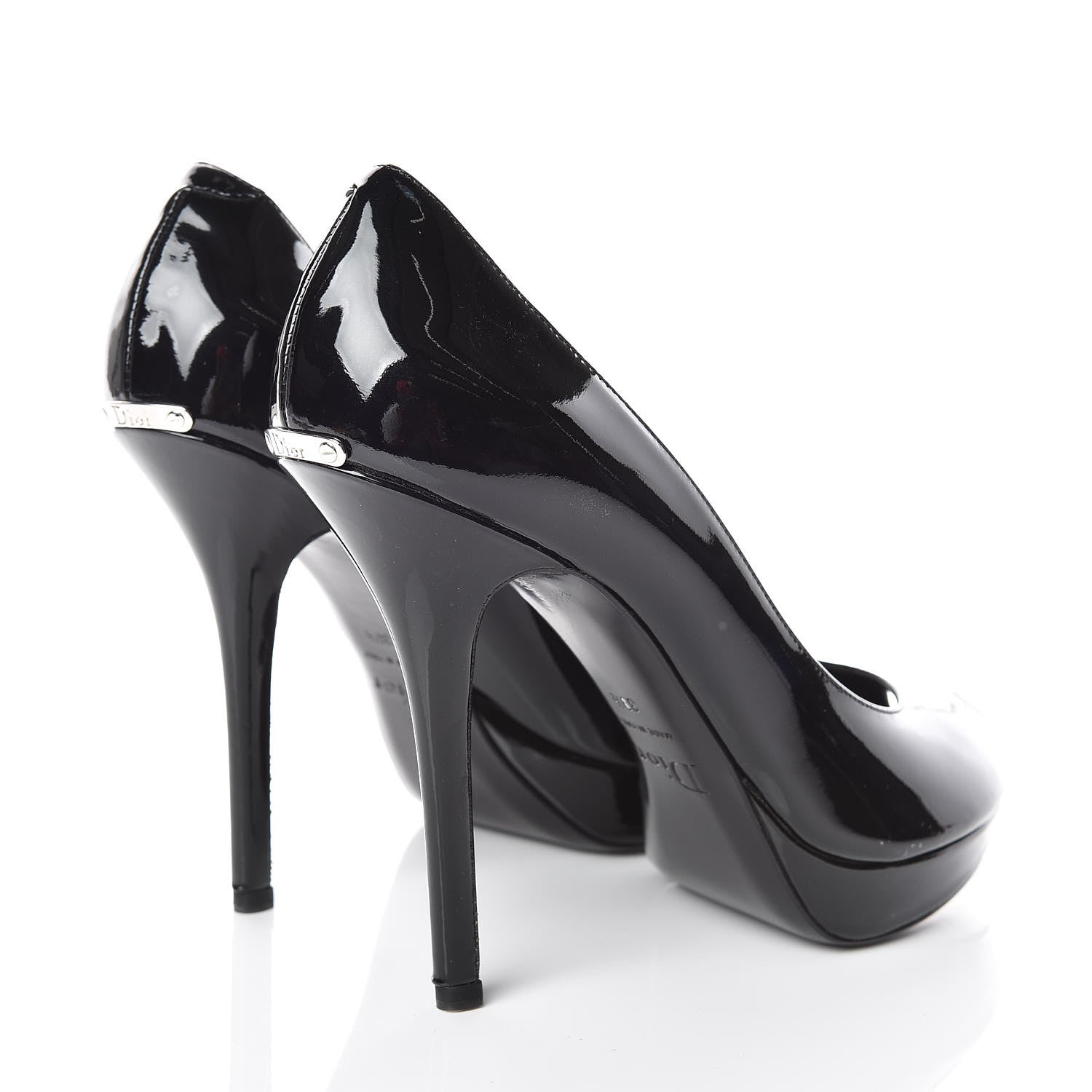 Christian Dior Patent Peep Toe Pumps 39.5 Black 4 of 9