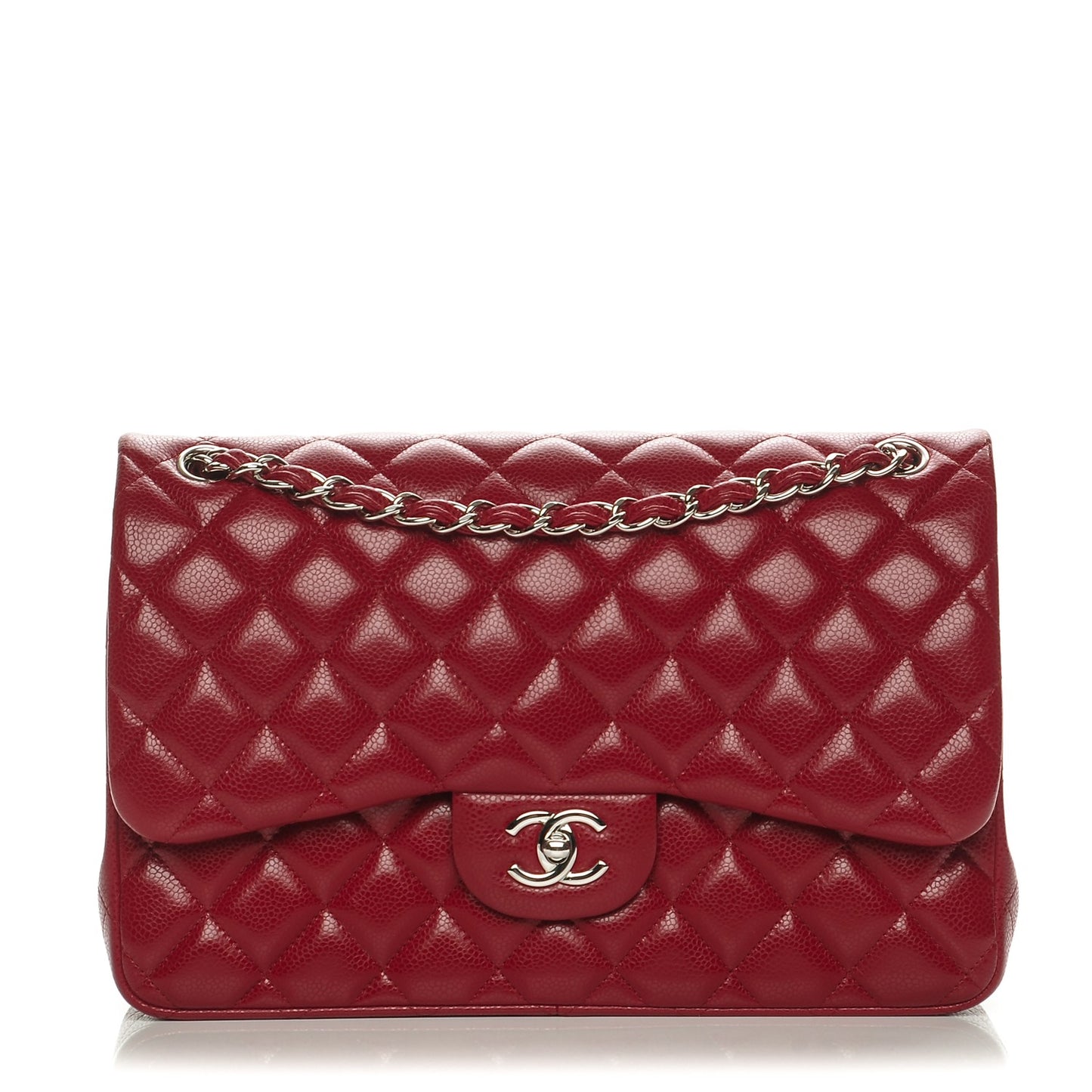 Caviar Quilted Jumbo Double Flap Red
