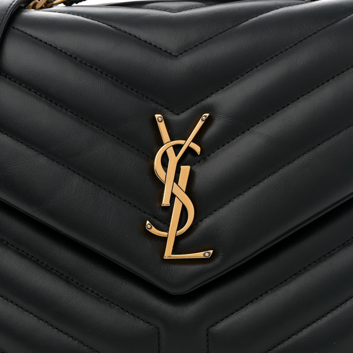 Saint Laurent Calfskin Y Quilted Monogram Medium Loulou Chain Satchel Black 7 of 10