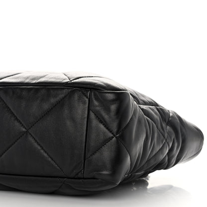 Chanel Lambskin Quilted Chanel 19 East West Shopping Bag Black 10 of 11