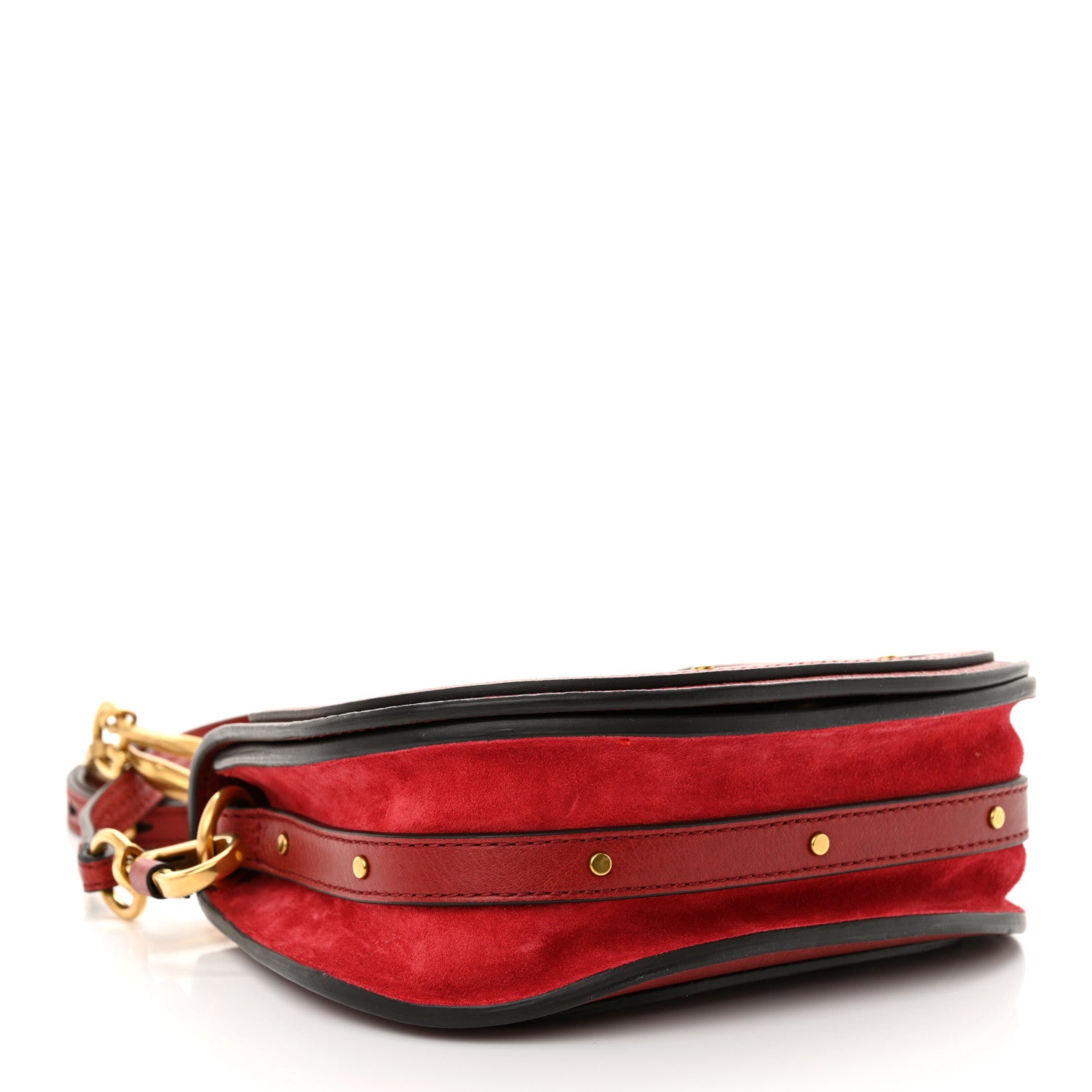 Chloe Calfskin Suede Small Nile Bracelet Bag Intense Red 4 of 12
