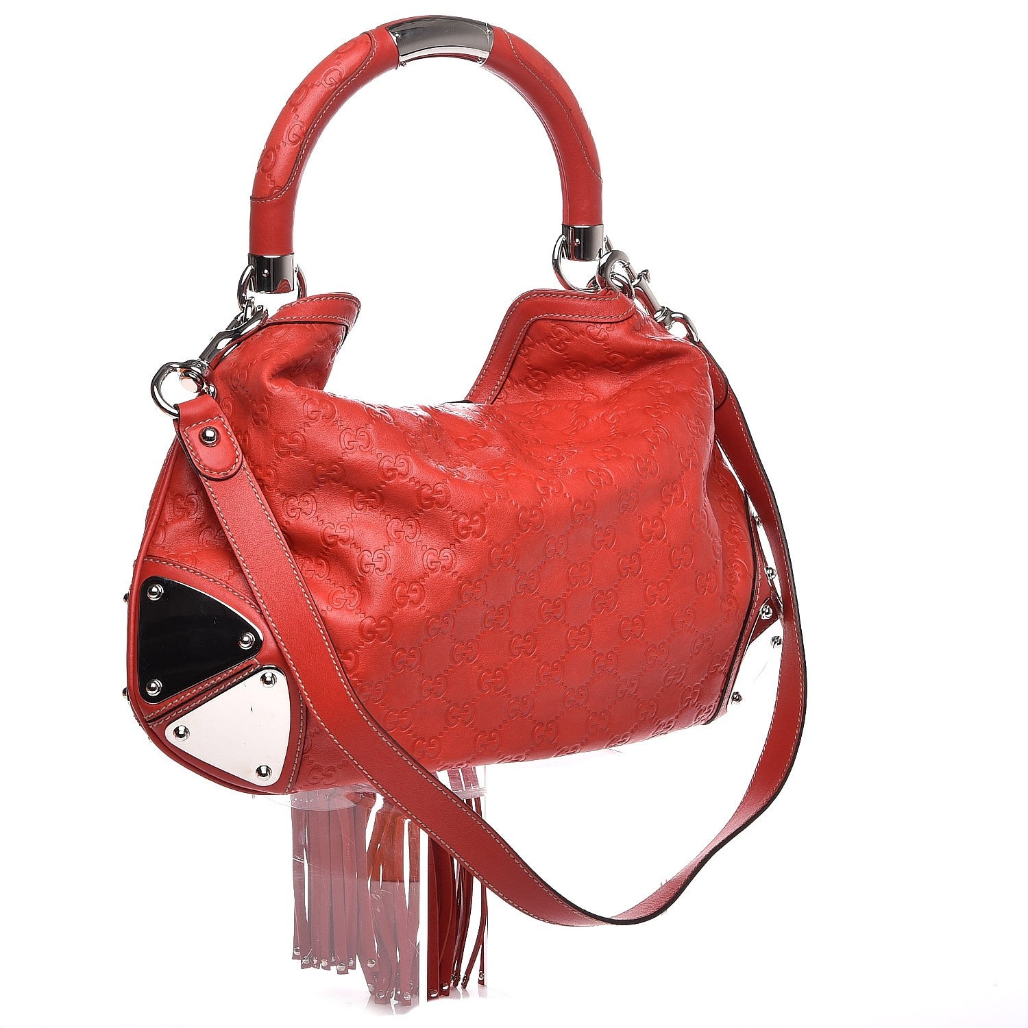 Gucci Guccissima Medium Indy Top Handle Hobo Red 12 of 22