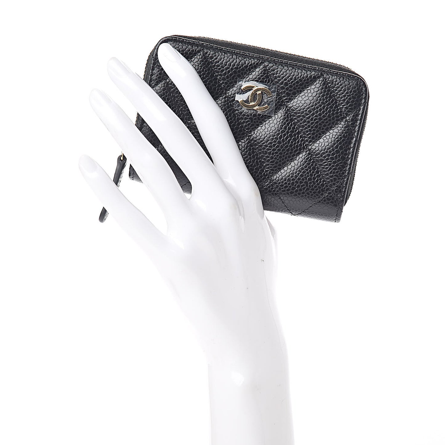 Caviar Quilted Zip Coin Purse Black