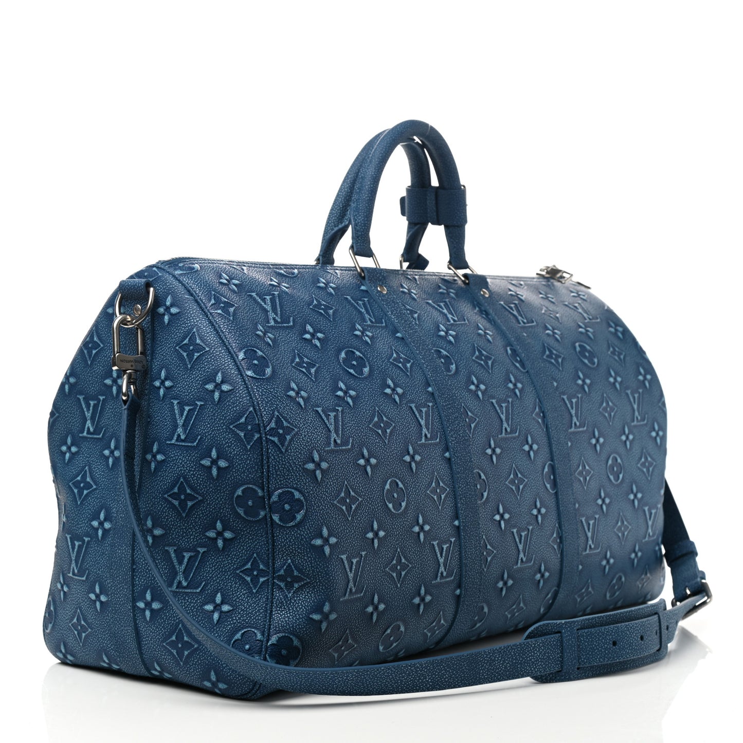 Cowhide Monogram Keepall Bandouliere 50 Denim Blue