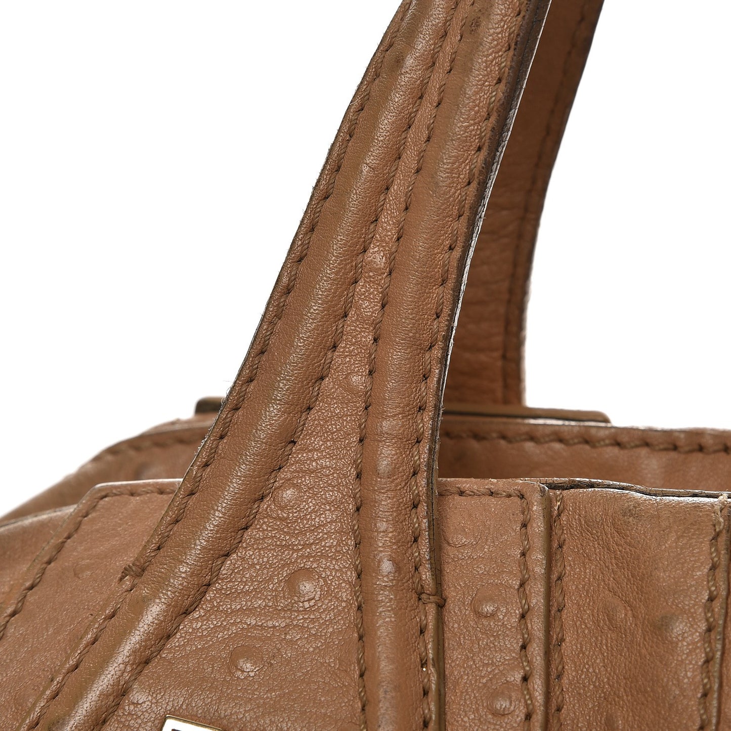 Calfskin Ostrich Embossed Medium Nightingale Brown