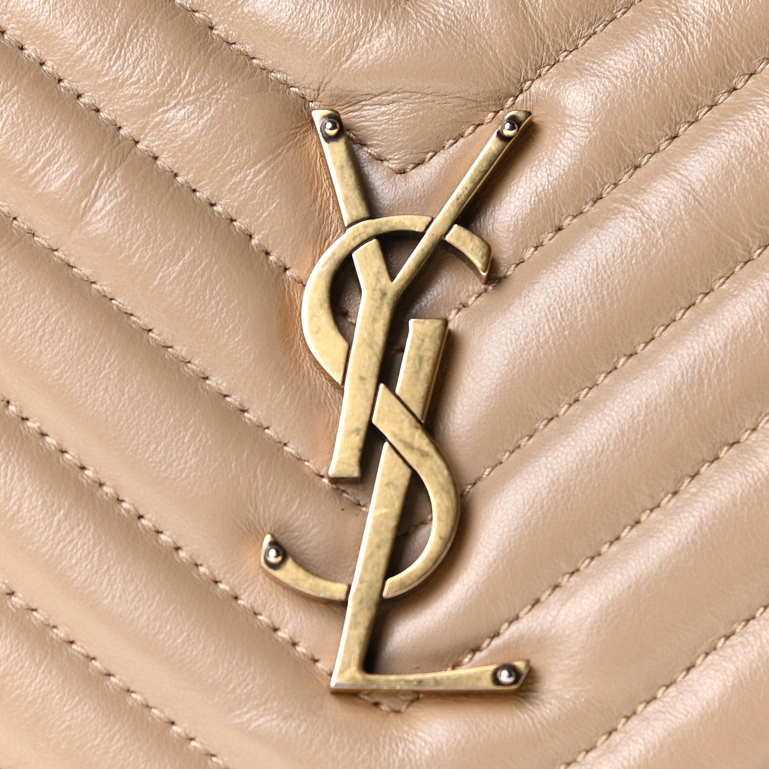 Saint Laurent Calfskin Matelasse Monogram Lou Camera Bag Dark Latte 7 of 9