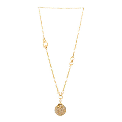 Gucci 18K Yellow Gold Diamond Horsebit Round Pendant Necklace 3 of 5