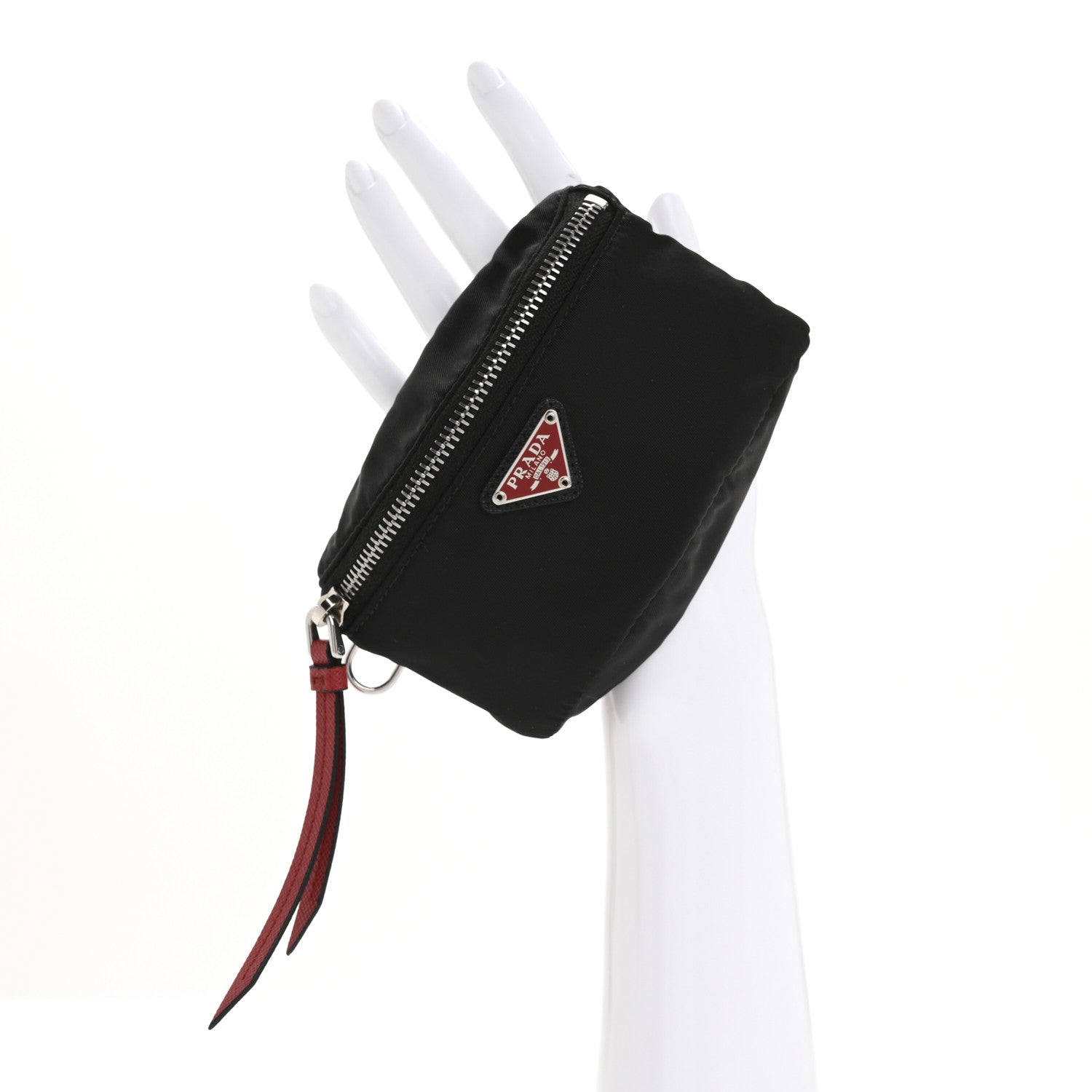 Prada Tessuto Nylon Pouch Black Fiery Red 2 of 11