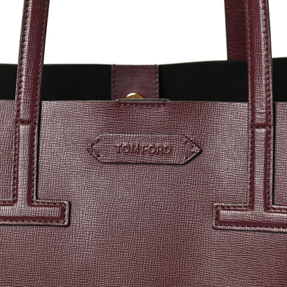 Tom Ford Grained Calfskin Small T Tote Bordeaux 7 of 12