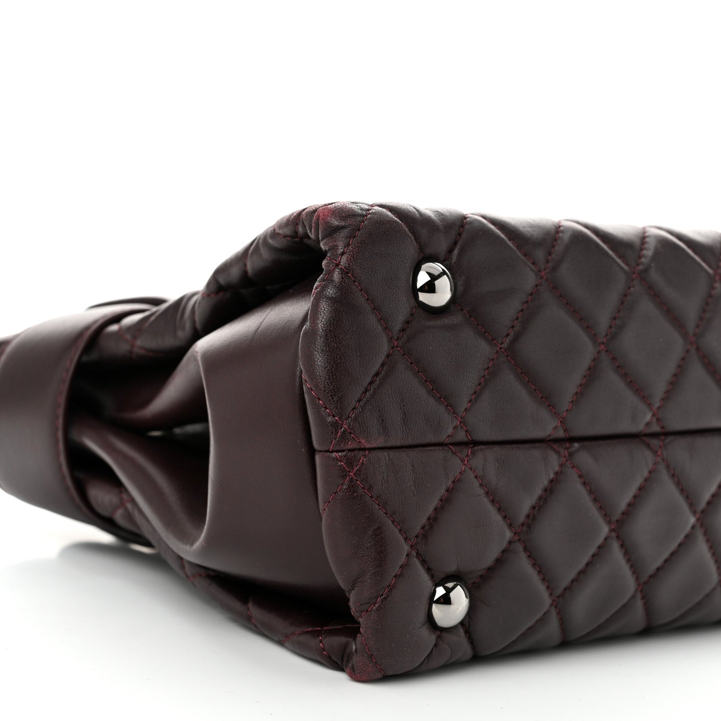 Lambskin Quilted Small Coco Loop Tote Burgundy