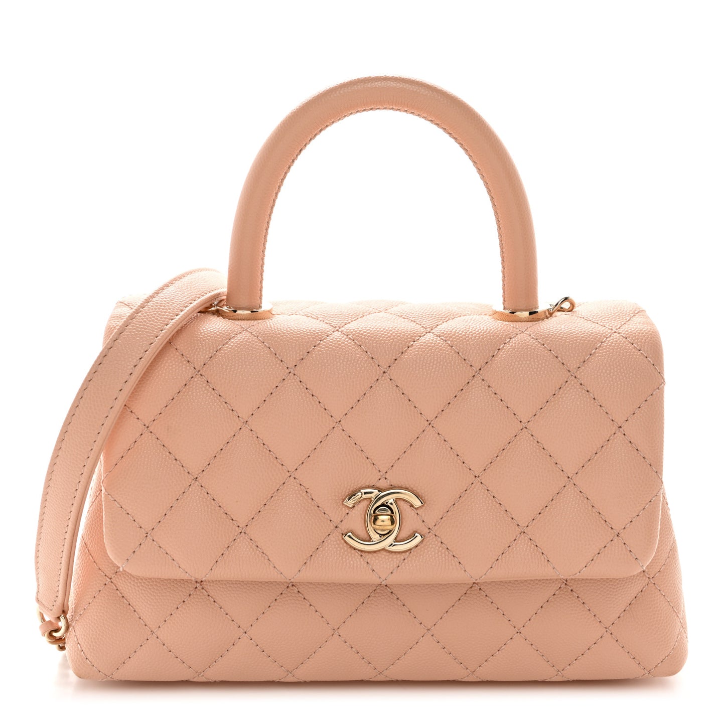 Caviar Quilted Mini Coco Handle Flap Light Pink