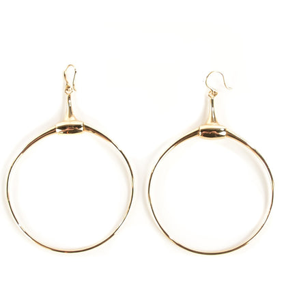 Gucci 18K Yellow Gold Horsebit Drop Hoop Earrings 1 of 6