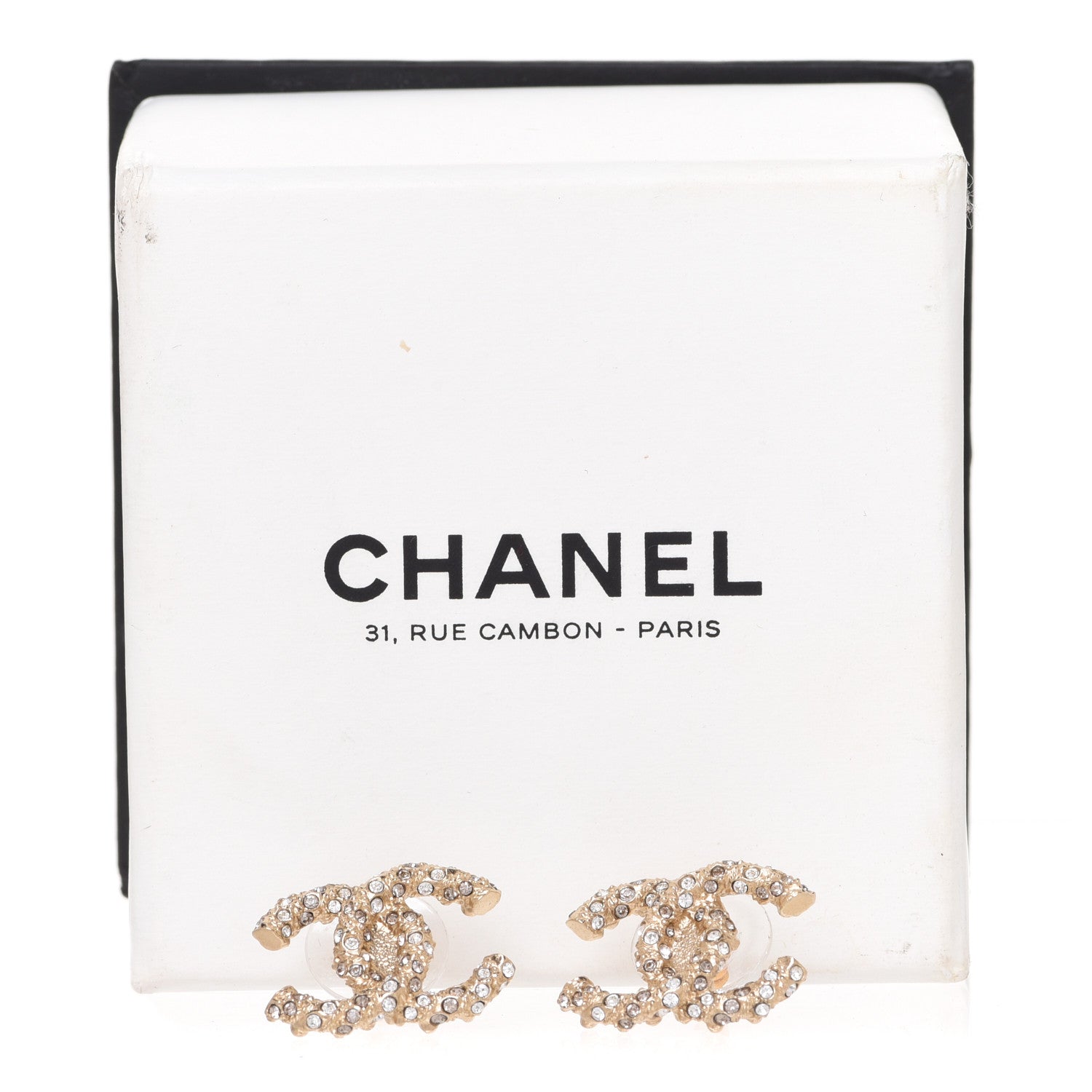 Chanel Crystal CC Earrings Light Gold 5 of 5