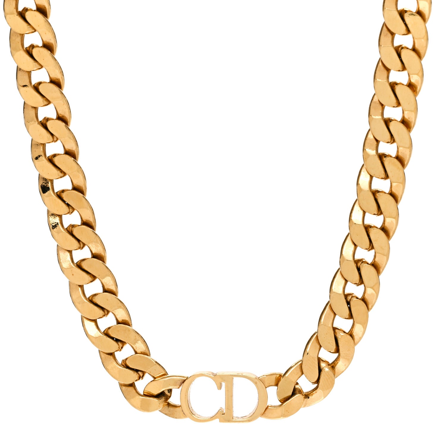 Christian Dior Metal CD Choker Necklace Gold 1 of 6