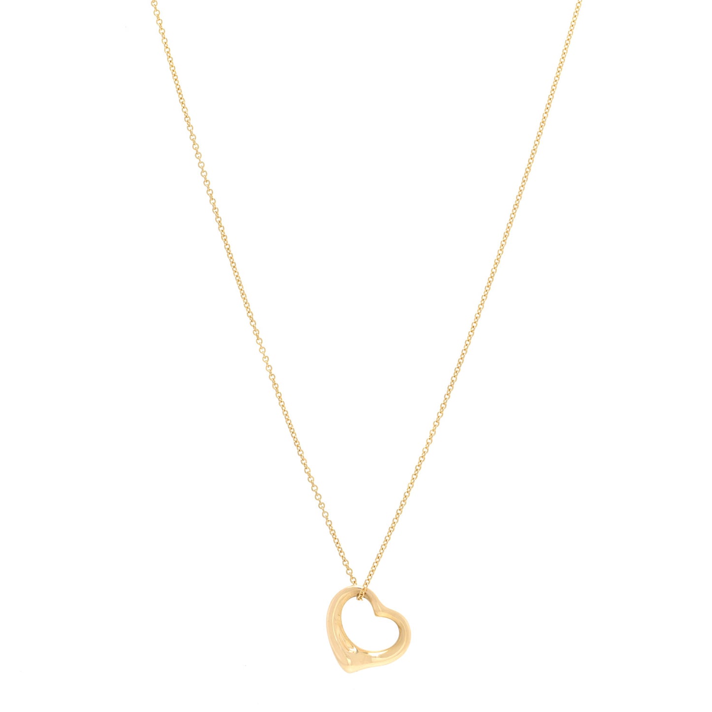 18K Yellow Gold 16mm Elsa Peretti Open Heart Pendant Necklace