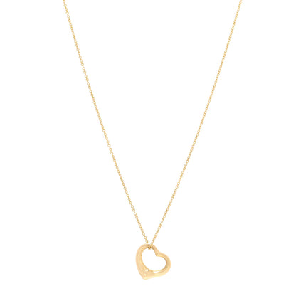 Tiffany 18K Yellow Gold 16mm Elsa Peretti Open Heart Pendant Necklace 1 of 4