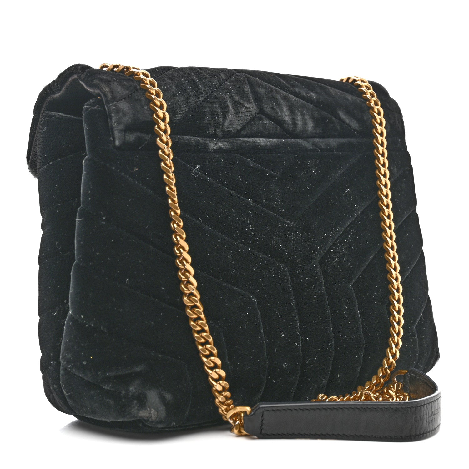 Saint Laurent Velvet Y Quilted Monogram Small Loulou Chain Satchel Black 3 of 15