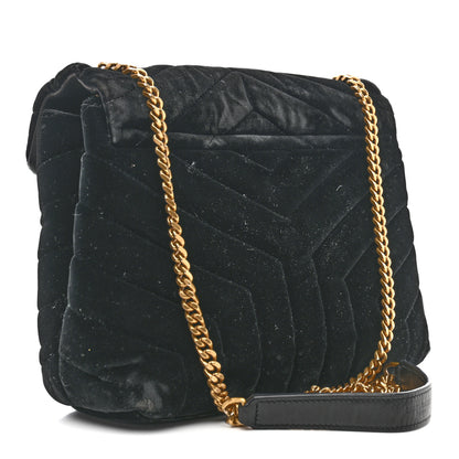 Saint Laurent Velvet Y Quilted Monogram Small Loulou Chain Satchel Black 3 of 15