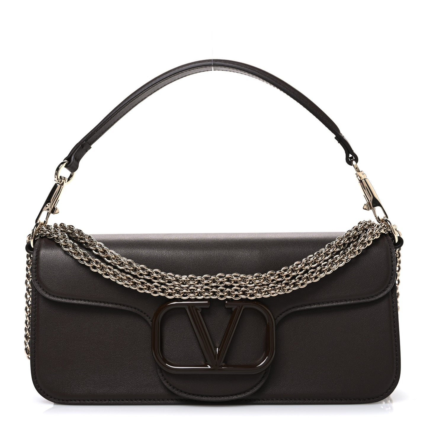 Calfskin Enamel Vlogo Loco Shoulder Bag Fondant