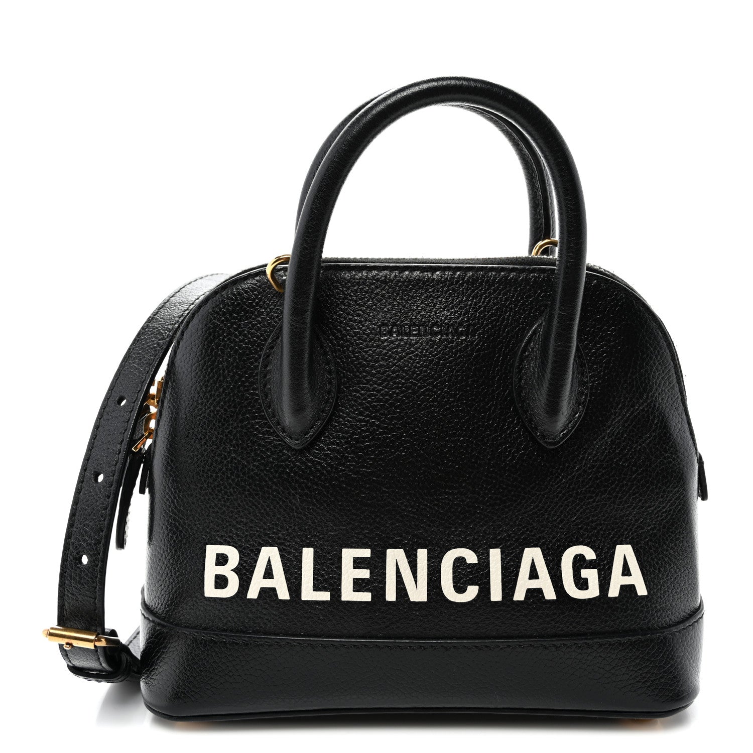 Balenciaga Signature Grained Calfskin Logo XXS Ville Top Handle Bag Black White 1 of 9