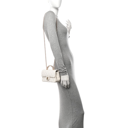 Chanel Lambskin Quilted Mini Crystal Top Handle Rectangular Flap White 2 of 12