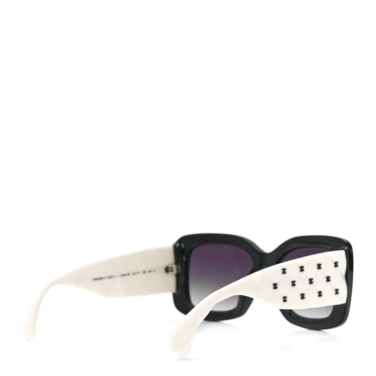 Acetate Quilted CC Rectangle Sunglasses 5483-A White Black