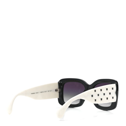 Chanel Acetate Quilted CC Rectangle Sunglasses 5483-A White Black 4 of 7