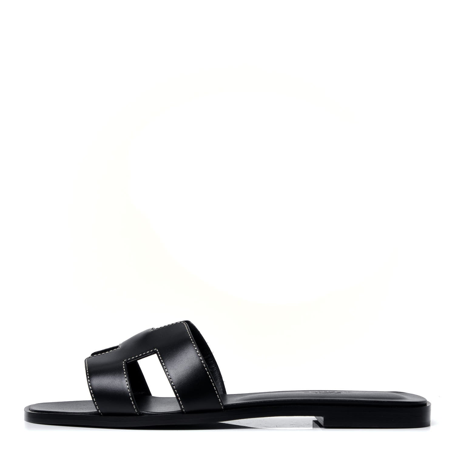 Hermes Box Calfskin Oran Sandals 38.5 Black 1 of 6