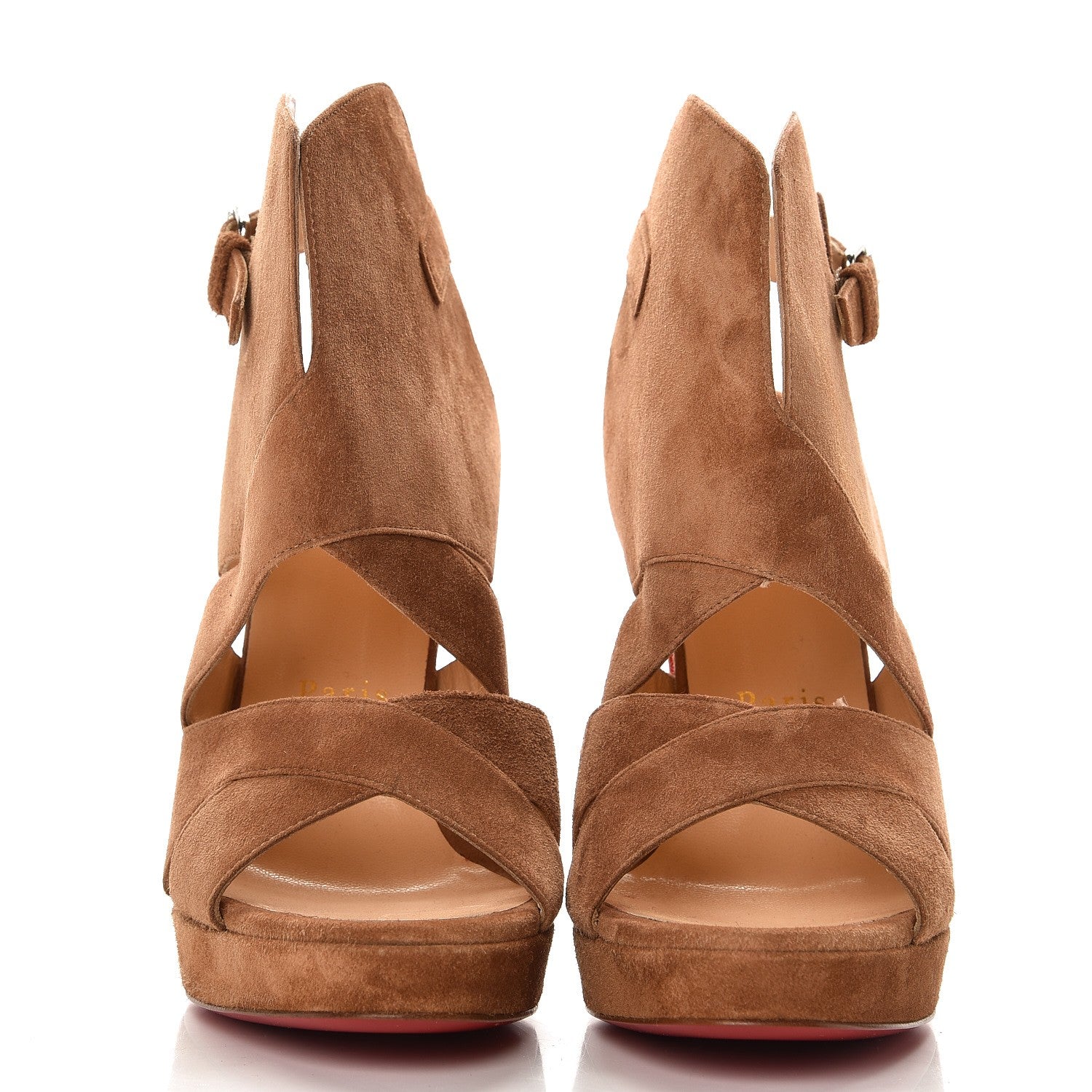 Christian Louboutin Suede Apron Lili 120 Pumps 38 Noisette 3 of 7