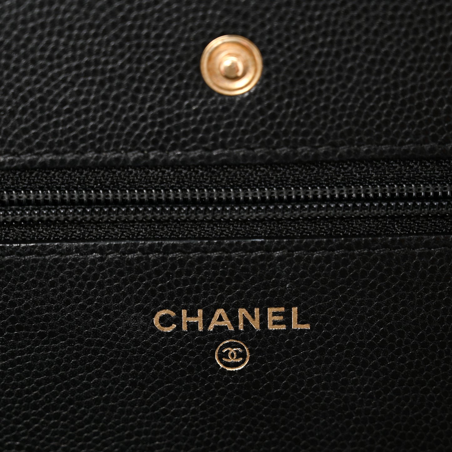 Caviar Camellia Embossed Wallet On Chain WOC Black