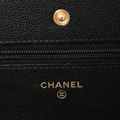 Chanel Caviar Camellia Embossed Wallet On Chain WOC Black 5 of 11