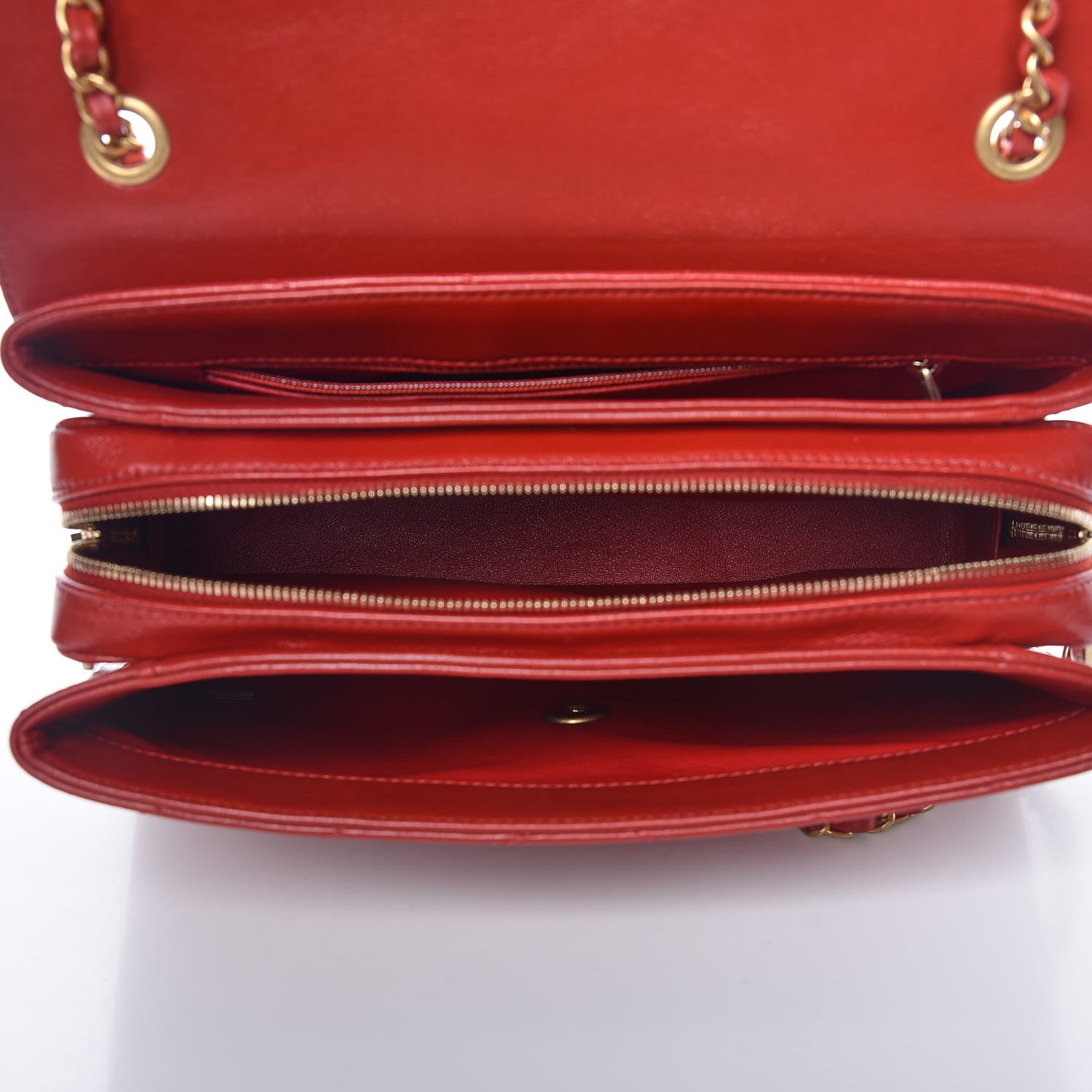 Chanel Lambskin Chevron Stitched Medium Envelope Flap Red 7 of 9