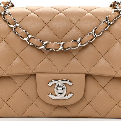 Chanel Lambskin Quilted Mini Rectangular Flap Beige 8 of 10