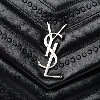 Saint Laurent Calfskin Y Quilted Studded Monogram Small Loulou Chain Satchel Black 11 of 11