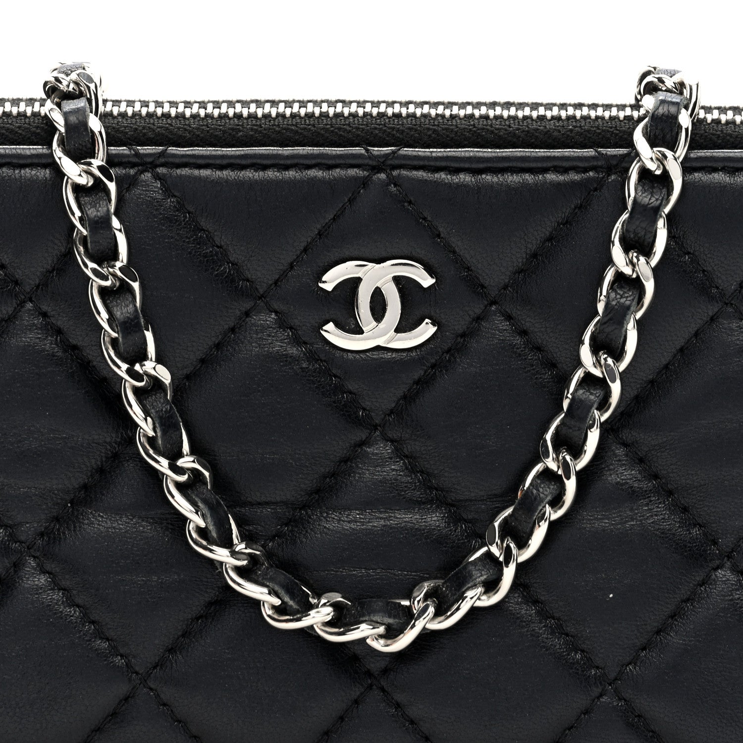 Chanel Lambskin Quilted Small Clutch With Chain Black 10 of 13