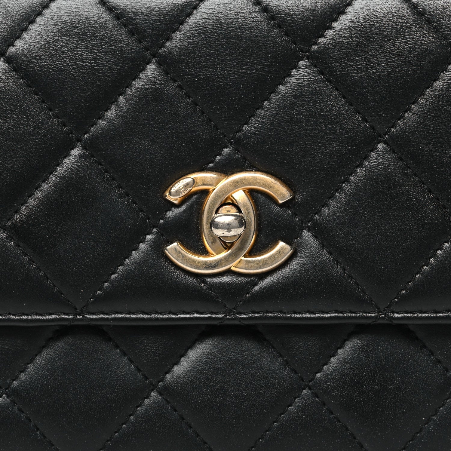 Chanel Lambskin Quilted Small Logo Top Handle Flap Black 8 of 10