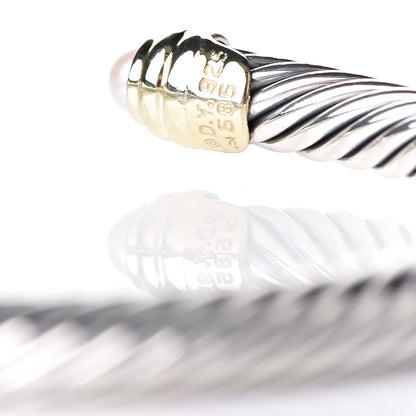 David Yurman Sterling Silver 14K Yellow Gold Pearl 5mm Cable Classics Petite Color Bracelet 6 of 6