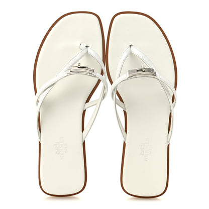 Hermes Calfskin Miss Sandals 37 White 2 of 9