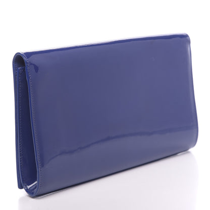 Saint Laurent Patent Calfskin Monogram Large Belle De Jour Clutch Royal Blue 3 of 9