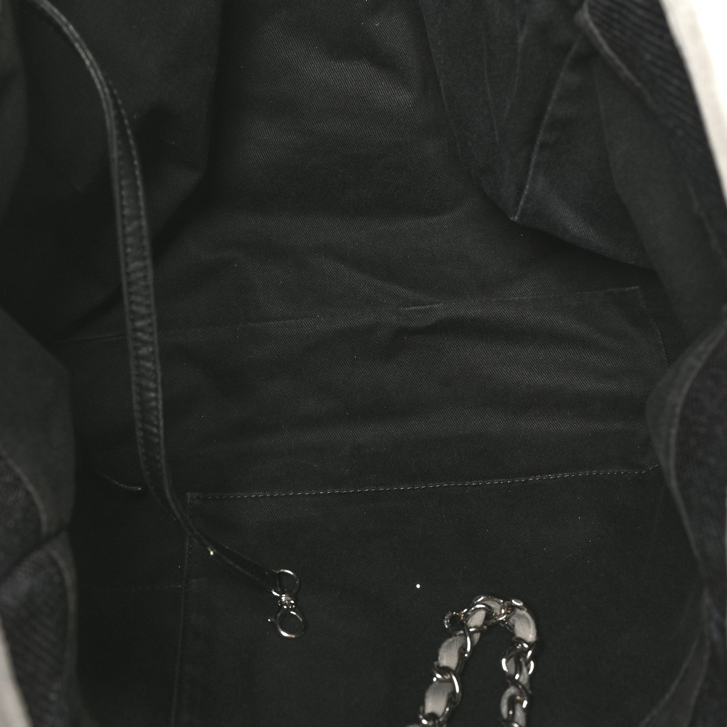 Woven Straw Raffia Large Deauville Tote Black White