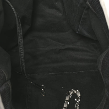 Chanel Woven Straw Raffia Large Deauville Tote Black White 5 of 11