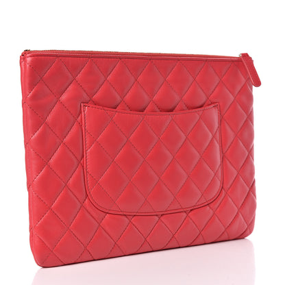 Chanel Lambskin Quilted Medium Cosmetic Case Red 3 of 10