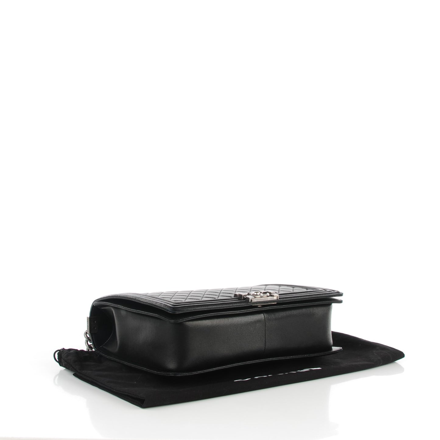 Lambskin Quilted Large Boy Flap Black