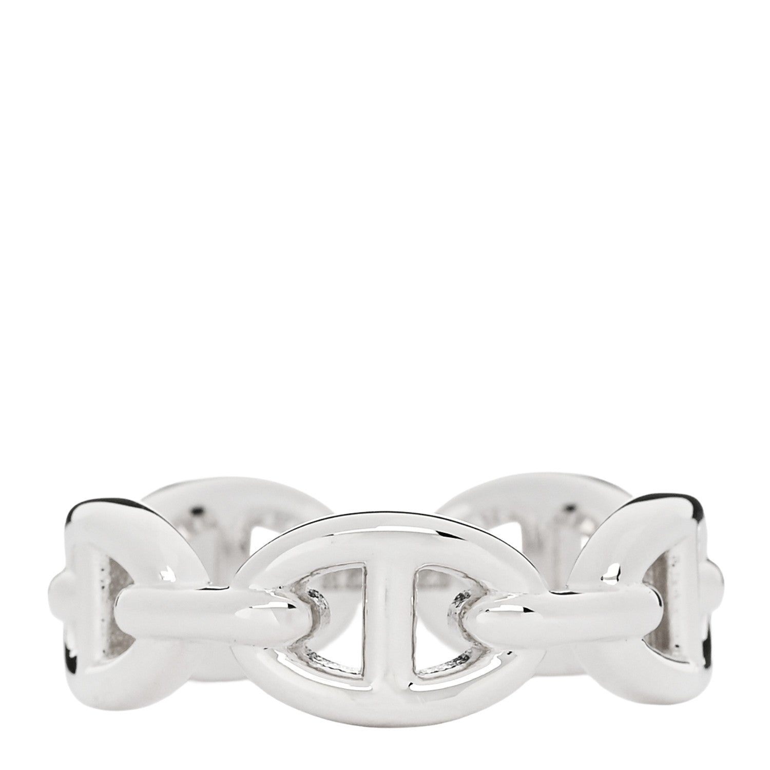 Hermes Sterling Silver PM Chaine d'Ancre Enchainee Band Ring 54 6.75 1 of 7