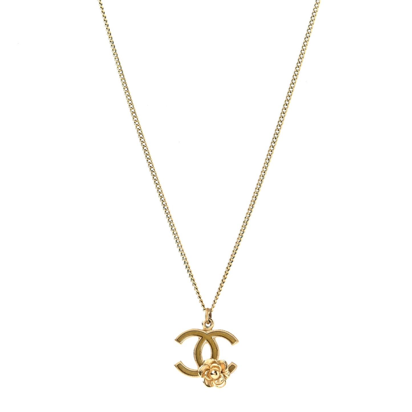 Resin CC Camellia Flower Necklace Gold